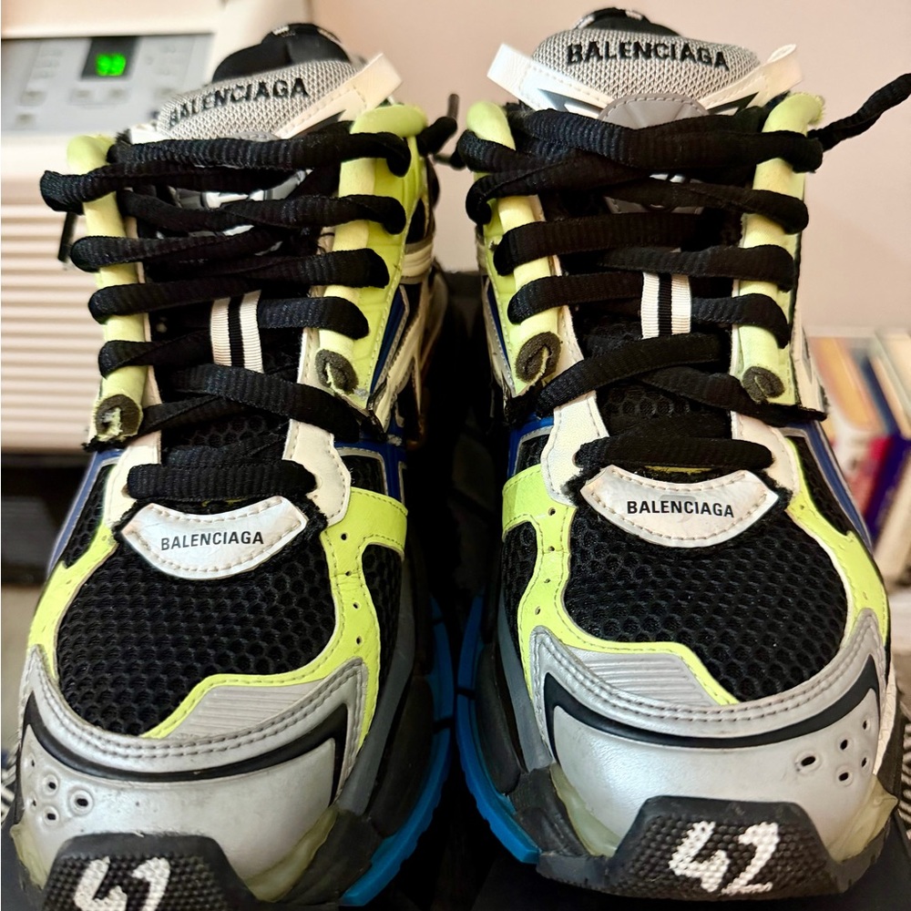 Balenciaga Mens Runner Sneakers - Black, Lime Green, and Silver - Picture 2 of 6